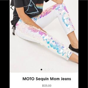 Topshop Sequin Mom Fairy Mermaid Holographic Jeans